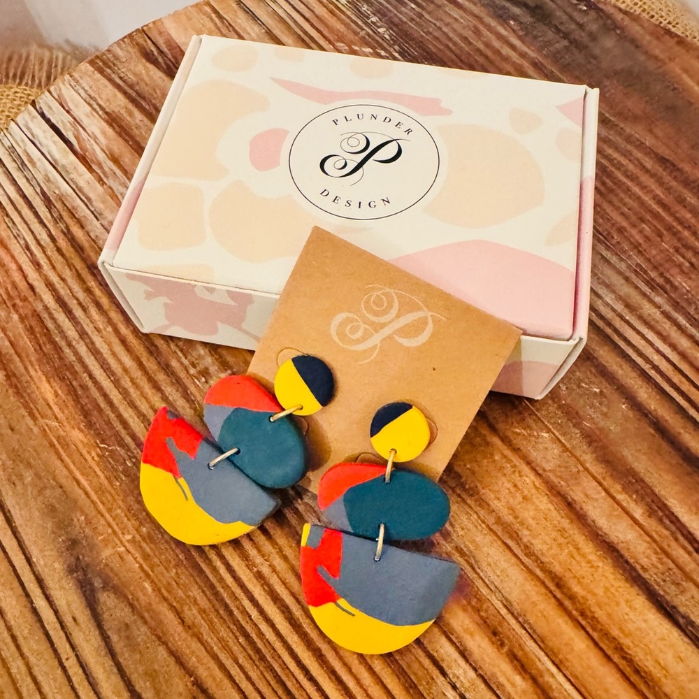Plunder Designs Retired Primary Statement Earrings-NIB